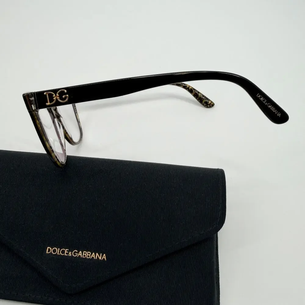 DOLCE & GABBANA DG 3321 3215 Black Damasco Gold Glitter Made in Italy 54-17-140